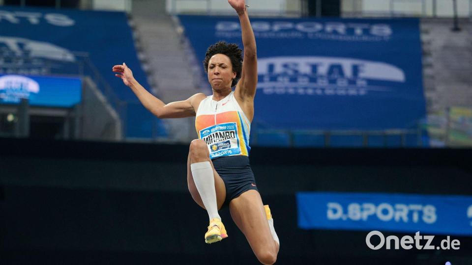 Malaika Mihambo belegte beim Istaf Indoor in Düsseldorf den dritten Rang. Bild: Bernd Thissen/dpa