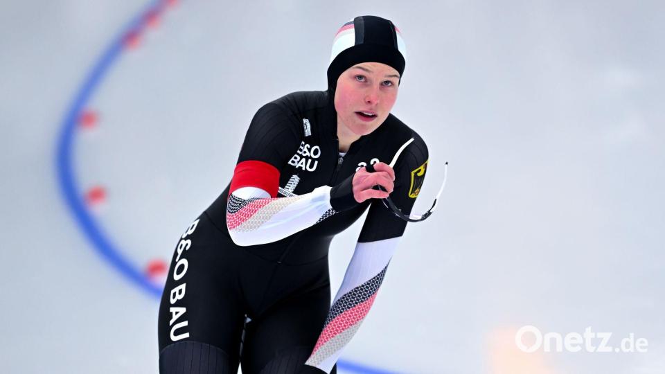 Erstmals auf dem Weltcup-Podest: Sophie Warmuth. Bild: Sven Hoppe/dpa