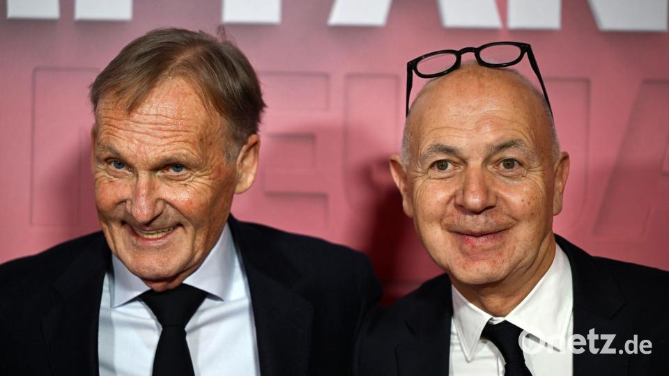Hans-Joachim Watzke (l), Ligapräsident der DFL, und Bernd Neuendorf, Präsident des Deutschen Fußball-Bundes (DFB), halten aktuell nichts von der Debatte um einem WM-Boykott. Bild: Florian Wiegand/dpa