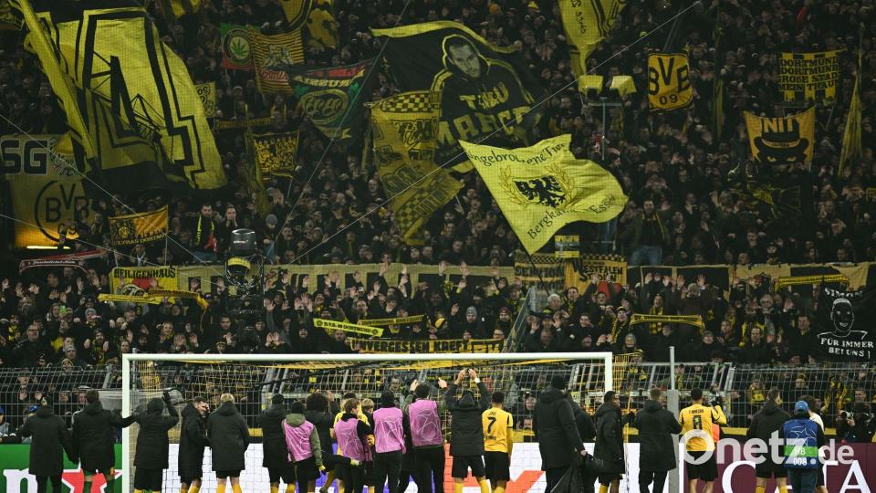 Die Südtribüne soll auch gegen Inter ein besonderer Rückhalt sein. (Archivbild) Bild: Bernd Thissen/dpa
