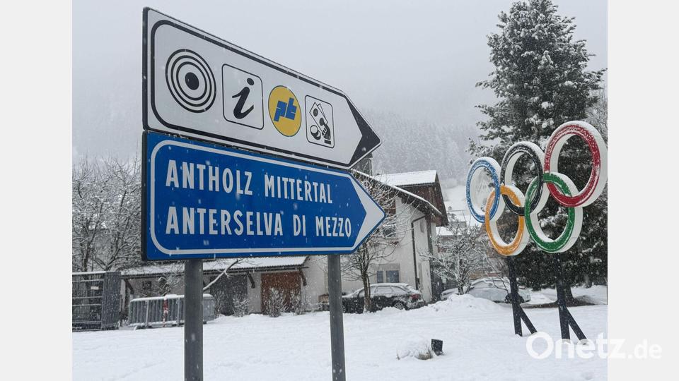 Die 3000-Seelen-Gemeinde Antholz, wo die Biathlon-Wettbewerbe stattfinden, ist einer der kleinsten Austragungsorte der Olympia-Geschichte. Bild: Christoph Sator/dpa