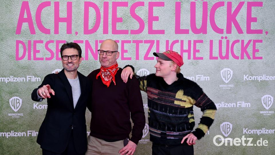 Simon Verhoeven (l-r), Joachim Meyerhoff und Bruno Alexander bei der Premiere. Bild: Sven Hoppe/dpa