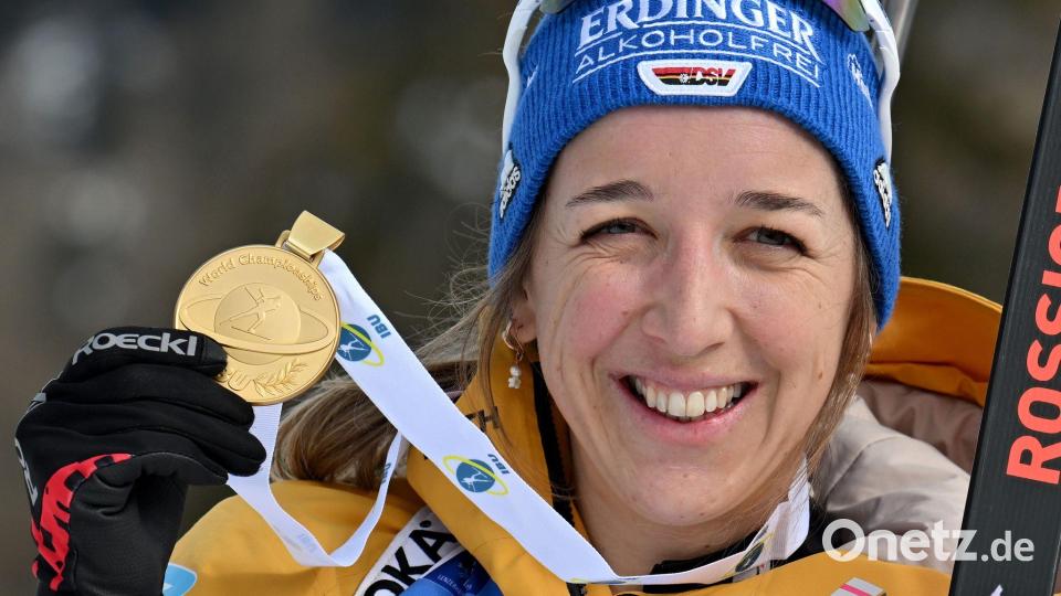 Franziska Preuß ist aktuelle Weltmeisterin in der Verfolgung. (Archivbild) Bild: Martin Schutt/dpa