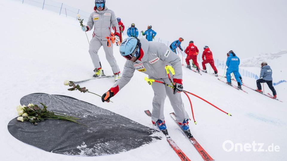 Gedenken an Crans Montana - Training der Männer für Ski-Weltcup Bild: Jean-Christophe Bott/KEYSTONE/dpa