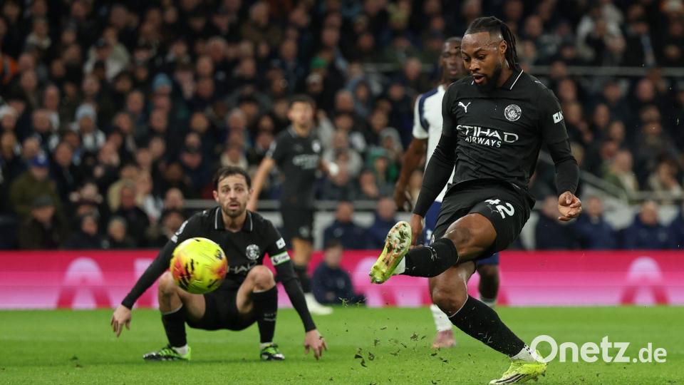 Antoine Semenyo erzielte das 2:0 für Manchester City. Bild: Richard Pelham/AP/dpa