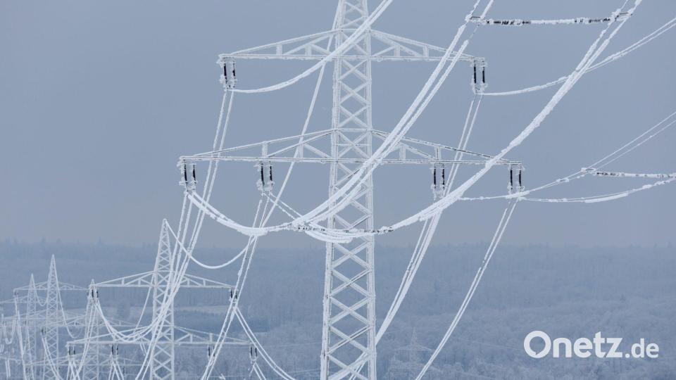 Vereiste Stromleitungen im Harz Bild: Matthias Bein/dpa