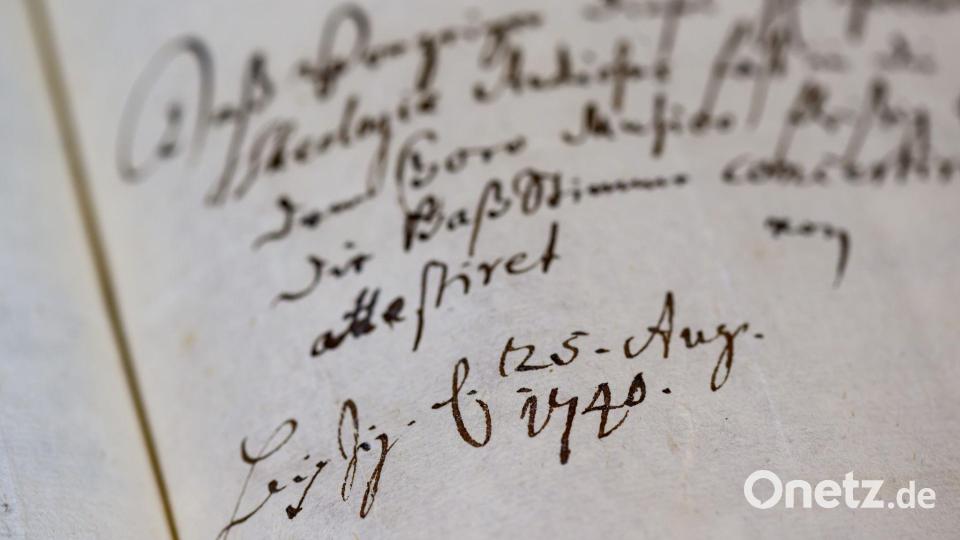 Eine der bislang unbekannten Handschriften aus dem Umfeld Johann Sebastian Bachs, entdeckt im Stadtarchiv Leipzig. Bild: Hendrik Schmidt/dpa