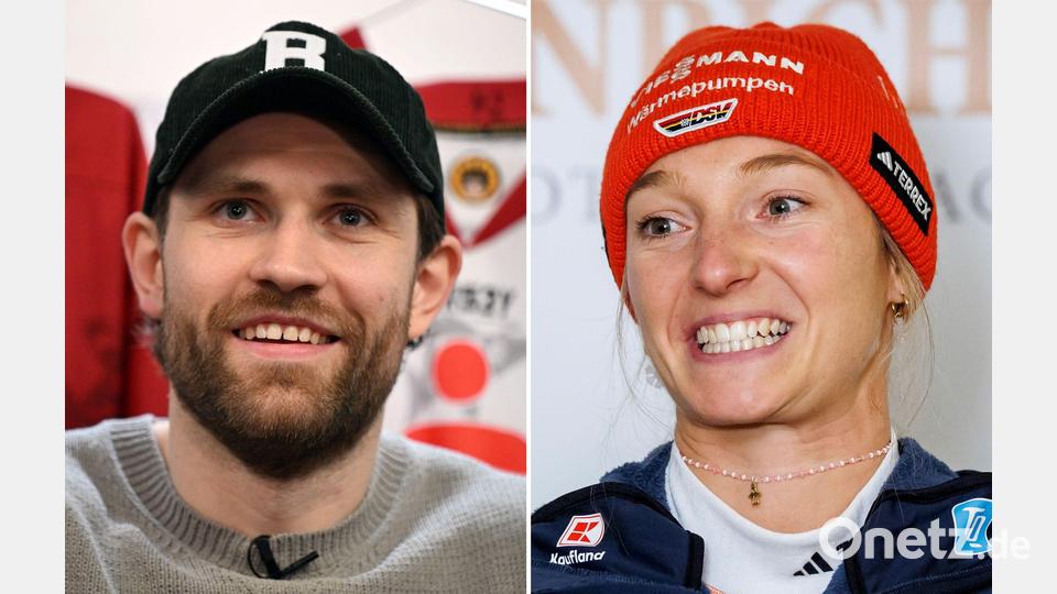 Eishockey-Star Leon Draisaitl und die Skispringerin Katharina Schmid werden für Deutschland die Fahne tragen. (Archivbild) Bild: Daniel Karmann/Federico Gambarini/dpa