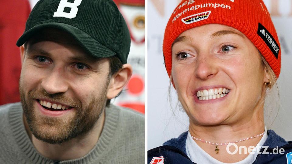 Leon Draisaitl und Katharina Schmid sind die deutschen Fahnenträger. (Archivbild) Bild: Daniel Karmann/Federico Gambarini/dpa