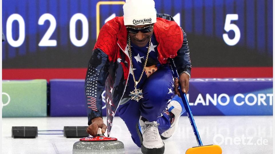 Olympia-Curling in Mailand: Snoop Dogg trainiert gemeinsam mit US-Team Bild: Andrew Milligan/PA Wire/dpa