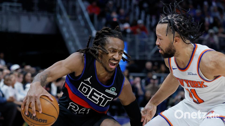 New Yorks Starspieler Jalen Brunson agierte gegen Detroit unauffällig. Bild: Duane Burleson/AP/dpa