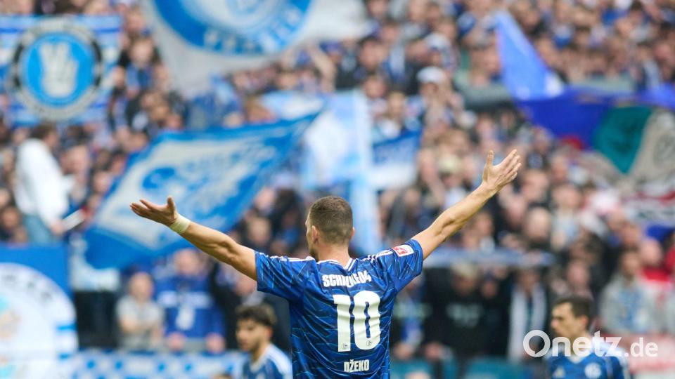 Stürmer-Star Edin Dzeko traf bei seinem Startelf-Debüt für Schalke 04 zweimal. Bild: Bernd Thissen/dpa