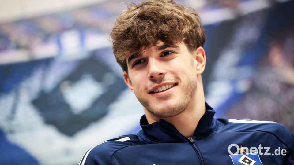 Luka Vuskovic spielt aktuell als Leihspieler für den Hamburger SV. (Archivbild) Bild: Christian Charisius/dpa