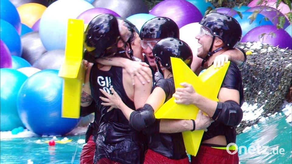 Beim Spiel „Creek der Sterne“ mussten die Stars kurz vor dem Finale noch einmal alle Kräfte mobilisieren. (Handout) Bild: RTL/dpa