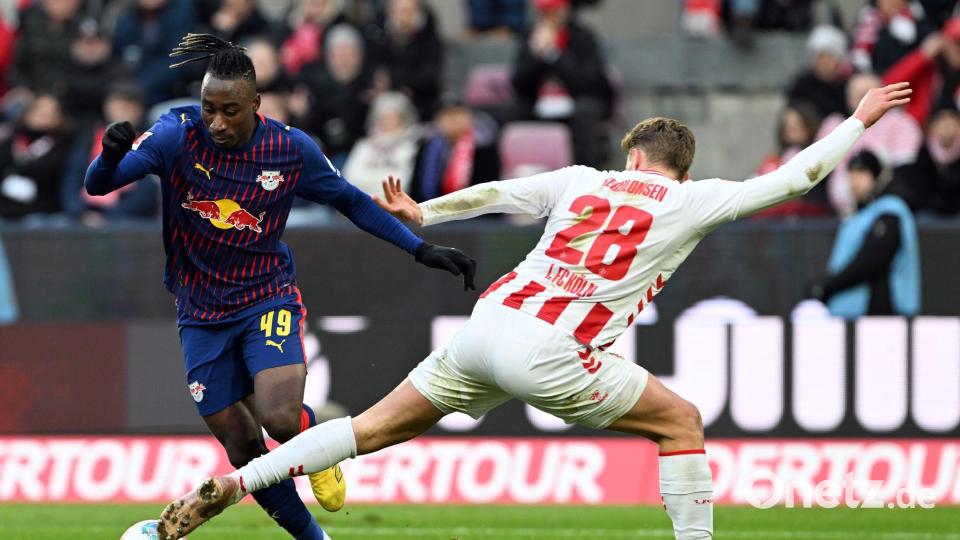 Der schnelle Yan Diomande (l) stellte seine Mitspieler immer wieder vor Probleme. Bild: Federico Gambarini/dpa