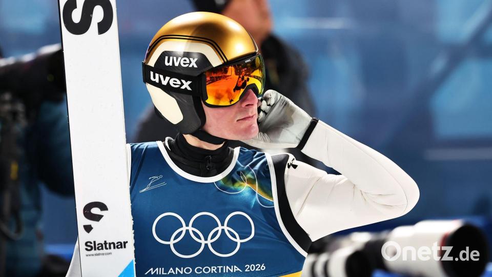 Domen Prevc dominierte diesmal nicht und bleibt ohne Medaille. Bild: Daniel Karmann/dpa