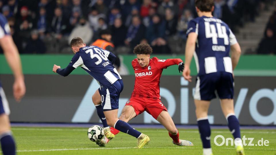 Freiburgs Derry Scherhant spielte bis zum Sommer bei den Berlinern. Bild: Andreas Gora/dpa