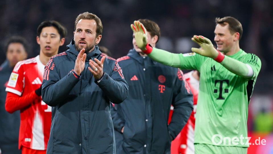 Verlängern sie beim FC Bayern? Harry Kane (l) und Manuel Neuer (r). (Archivbild) Bild: Sven Hoppe/dpa