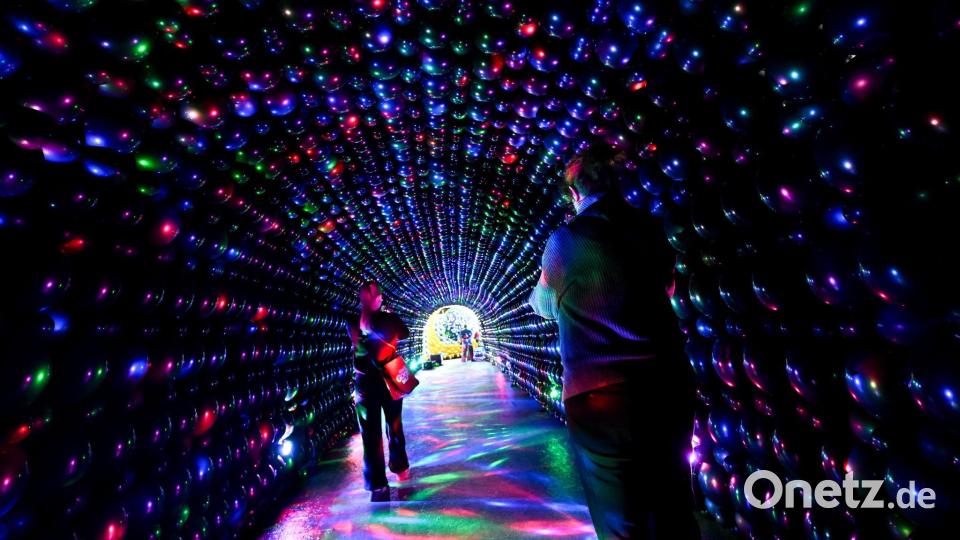 Besucher während eines Pressetermins in der Ausstellung „Luftballonwelten“. Bild: Sven Hoppe/dpa