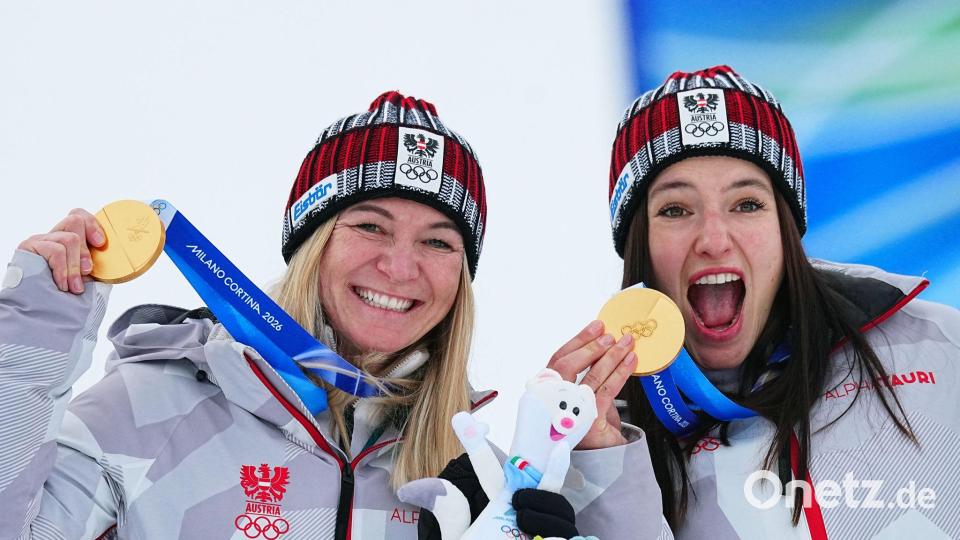 Nutzten den Patzer des US-Duos: Kombi-Olympiasiegerinnen Ariana Rädler (links) und Katharina Huber. Bild: Michael Kappeler/dpa