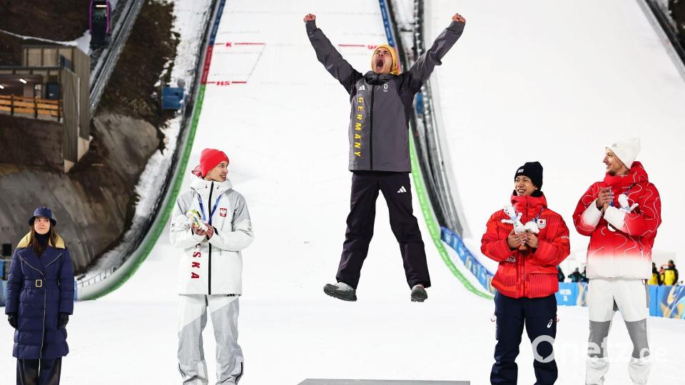 Geht es für Philipp Raimund auch auf der Großschanze hoch hinaus? Bild: Daniel Karmann/dpa