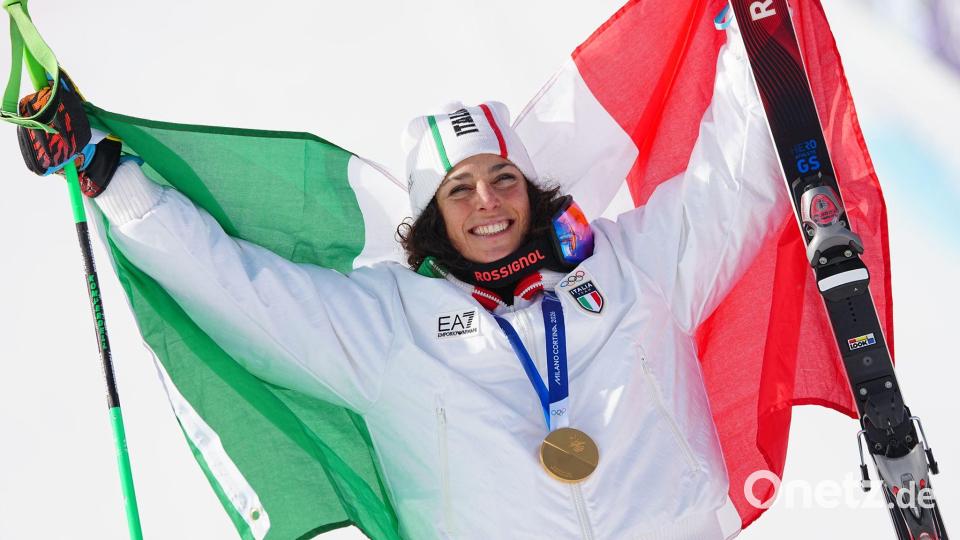 Olympiasiegerin im Super-G: Die Italienerin Federica Brignone. Bild: Michael Kappeler/dpa
