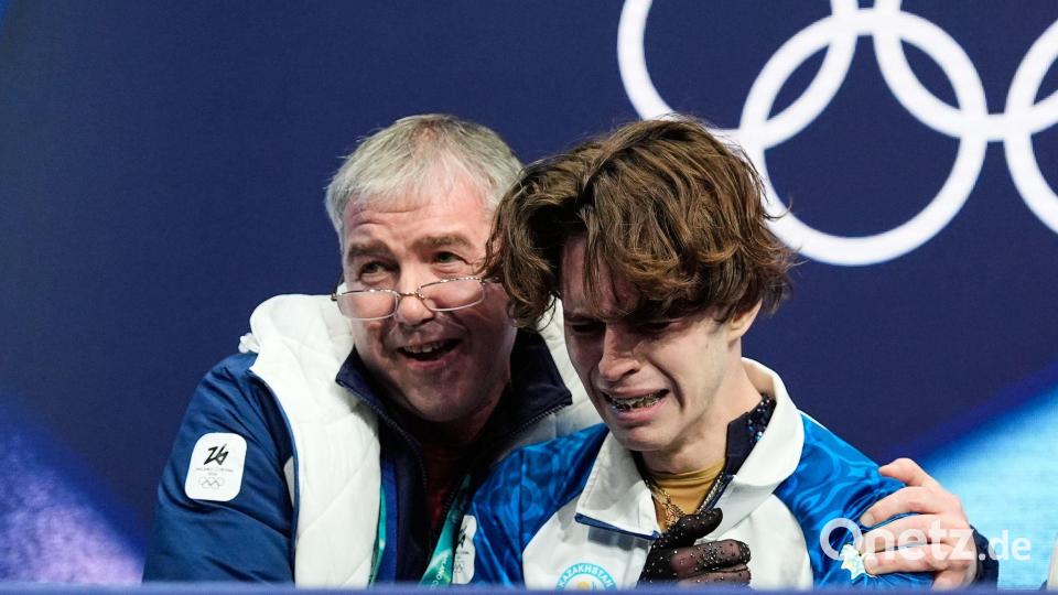 Michail Schaidorow weint vor Freude. Bild: Ashley Landis/AP/dpa