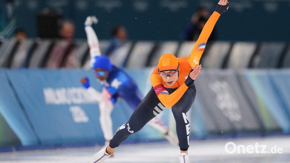 Femke Kok ist die erste niederländische Olympiasiegerin über 500 Meter. Bild: Antonio Calanni/AP/dpa