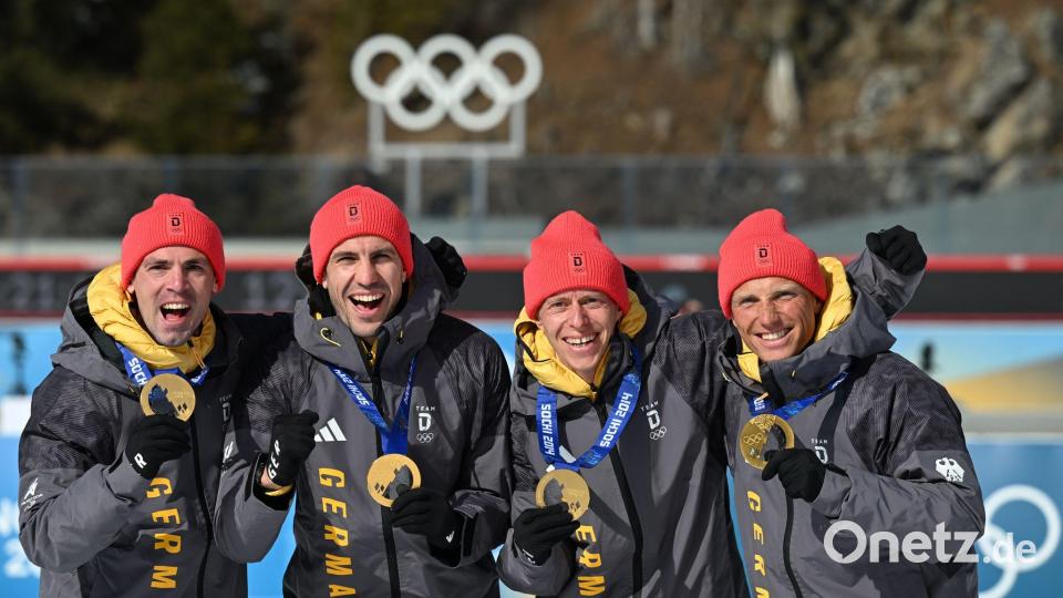 So sehen Olympiasieger aus. Bild: Hendrik Schmidt/dpa