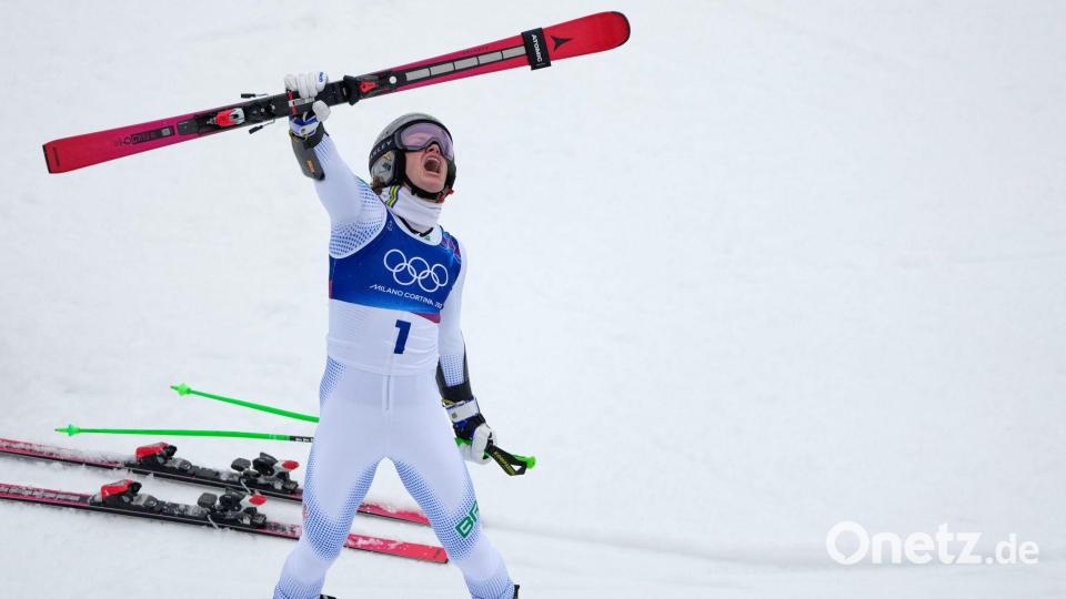 Mit klarem Vorsprung gewann Lucas Pinheiro Braathen den Riesenslalom. Bild: John Locher/AP/dpa
