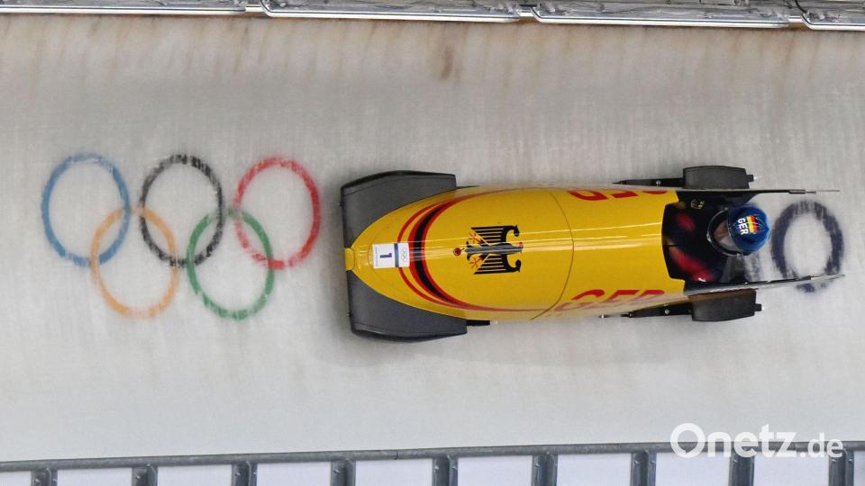 Laura Nolte startete mit Bahnrekord ins Monobob-Rennen. Bild: Robert Michael/dpa