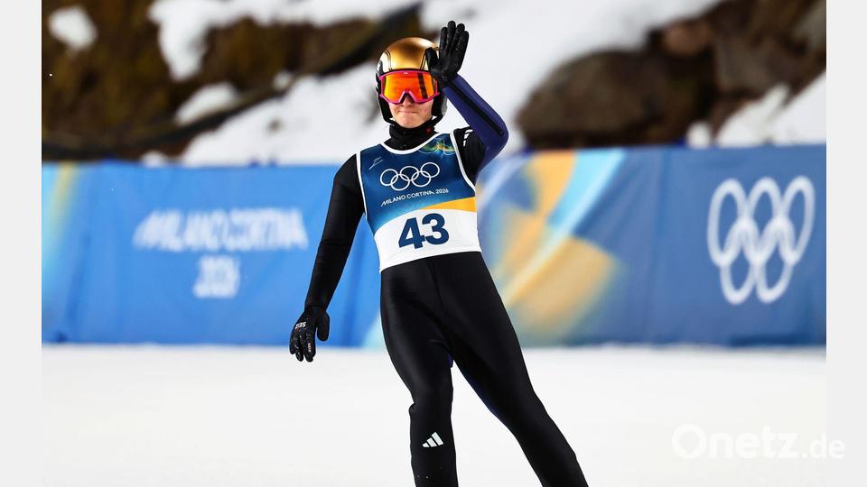 Ein letzter olympischer Gruß: Katharina Schmid beendet nach dieser Saison ihre Karriere. Bild: Daniel Karmann/dpa