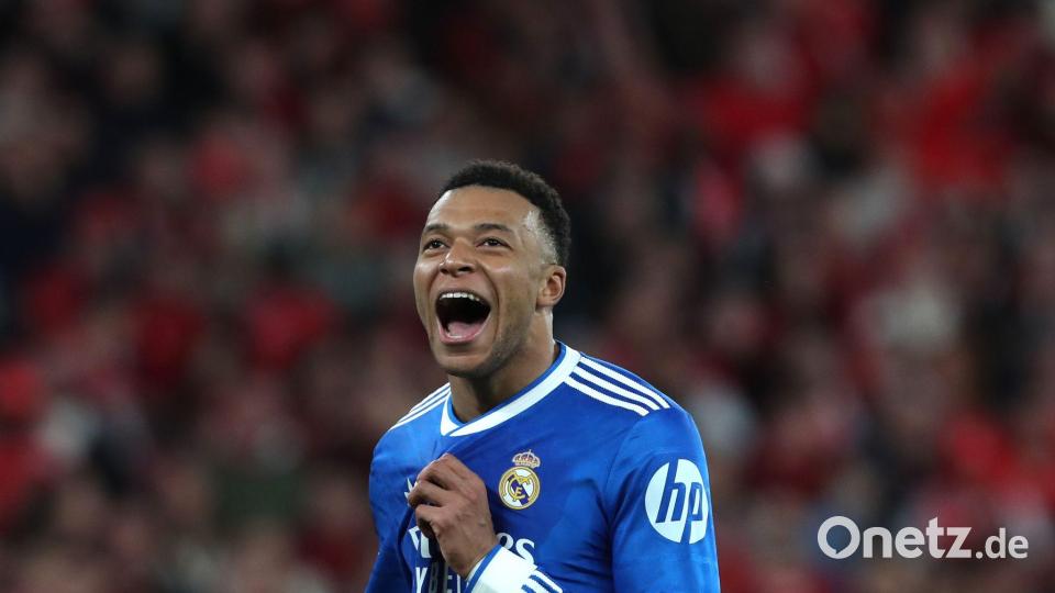 Superstar Kylian Mbappé feiert den Sieg von Real Madrid. Bild: Pedro Rocha/AP/dpa