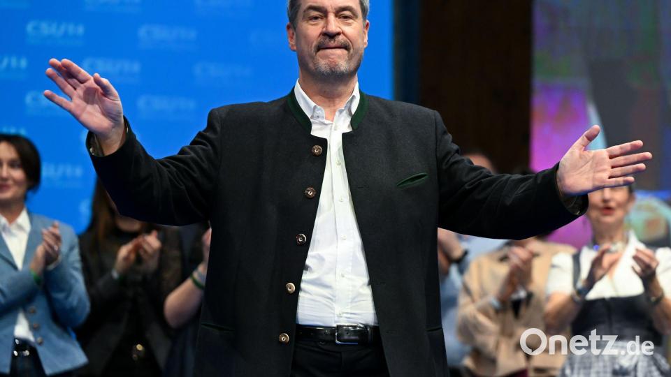 CSU-Chef Markus Söder sprach auf der größten Aschermittwochs-Versammlung in Passau. Bild: Sven Hoppe/dpa