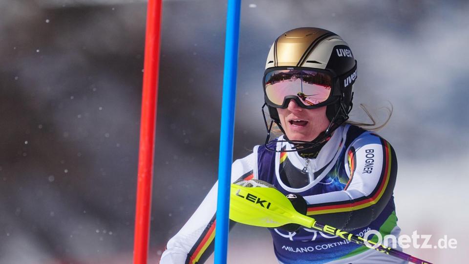 Lena Dürr schied im zweiten Durchgang nach weniger als zwei Sekunden aus. Bild: Michael Kappeler/dpa