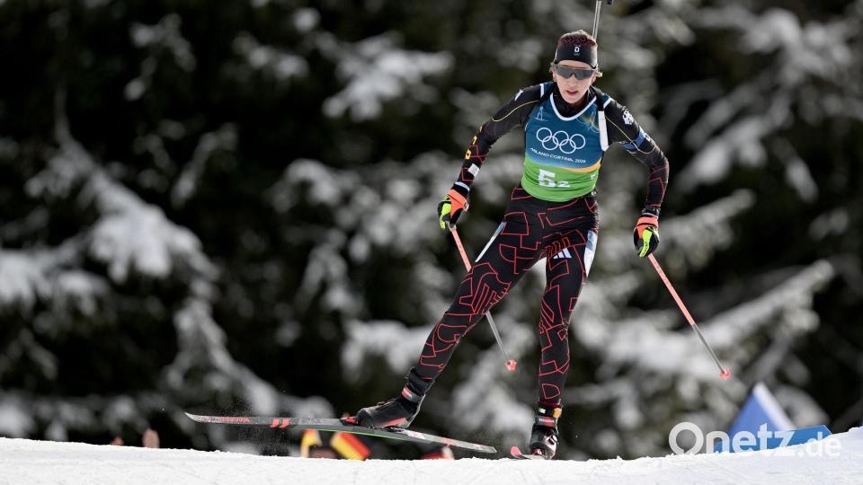 Am Samstag steht für Franziska Preuß das letzte Olympia-Rennen auf dem Programm. Bild: Hendrik Schmidt/dpa