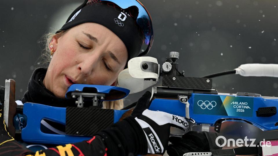 „Es wackelt nur noch“: Franziska Preuß scheiterte in Antholz an ihren Nerven. (Archivbild) Bild: Hendrik Schmidt/dpa