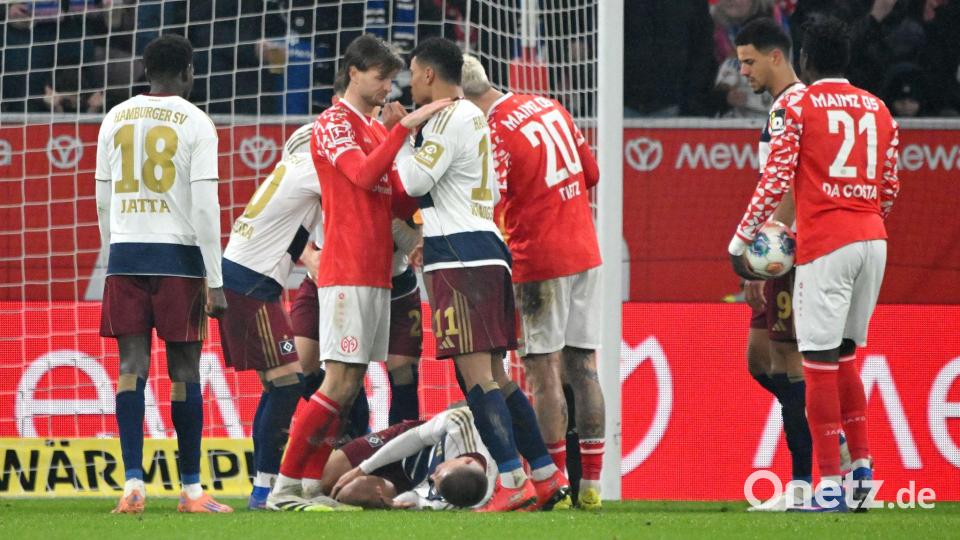 Mainz 05 und der Hamburger SV lieferten sich ein hitziges Duell. Bild: Torsten Silz/dpa