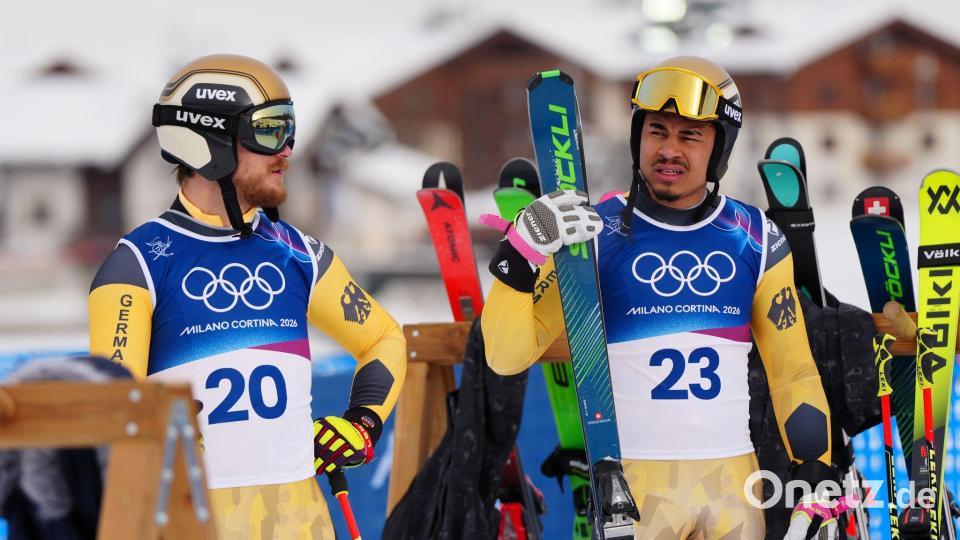 Chancenlos im Kampf um die Medaillen: Cornel Renn und Florian Fischer Bild: Julia Demaree Nikhinson/AP/dpa