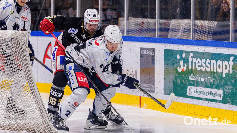 Szenen aus dem Oberpfalz-Derby zwischen den Eisbären Regensburg und den Blue Devils Weiden. Die Weidener mussten sich am Ende nach Penaltyschießen mit 3:4 geschlagen geben. Bild: Werner Moller