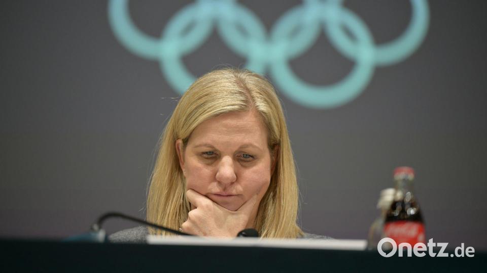 IOC-Präsidentin Kirsty Coventry reagierte zunächst überrascht auf den Auftritt Infantinos in Washington. Bild: Peter Kneffel/dpa