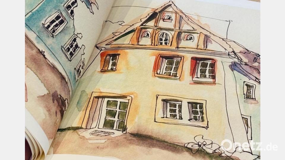 Altstadtfassaden in Colin Eberhards Weiden-Buch. Bild: Pressestelle Stadt Weiden i.d.OPf.