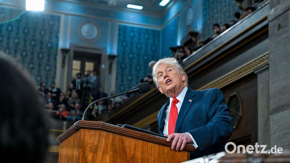 Trump fand in seiner Rede wie so viel Lob für die eigene Politik. Bild: Kenny Holston/Pool The New York Times/AP/dpa