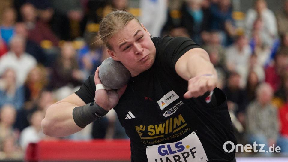 Übertraf bei seinem Sieg klar die 20 Meter: Georg Harpf. Bild: Bernd Thissen/dpa