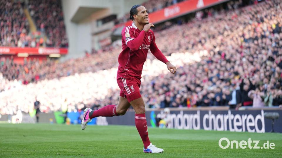 Auch Virgil van Dijk traf bei Liverpools Sieg gegen West Ham. Bild: Jon Super/AP/dpa