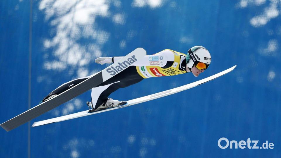 Domen Prevc siegte mit Schanzenrekord in Bad Mitterndorf. Bild: Erwin Scheriau/APA/dpa