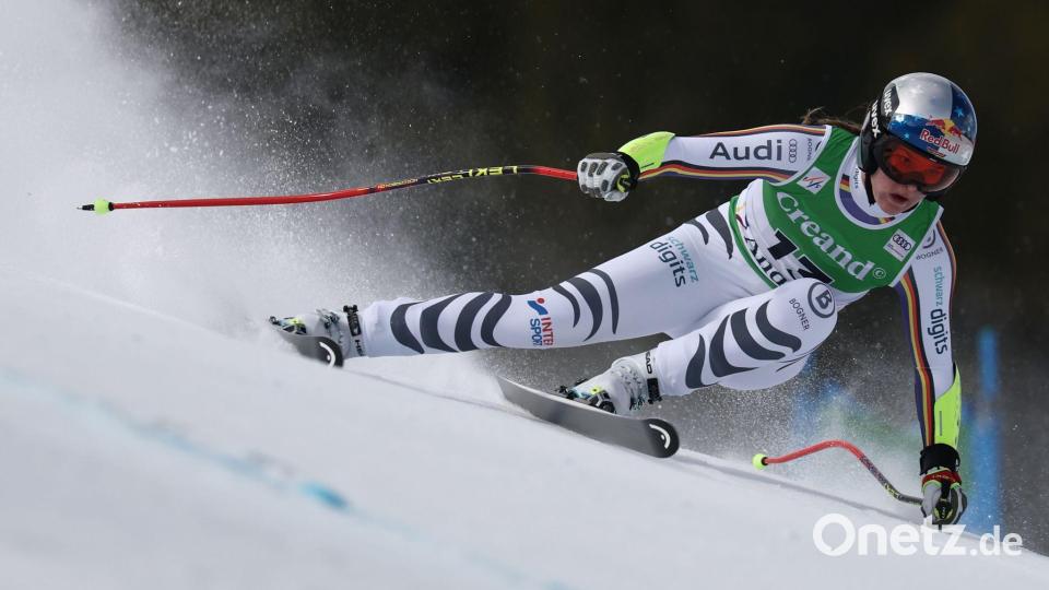 Ein Sieg und ein zweiter Platz: Emma Aicher zeigt in Andorra ihre Topform. Bild: Gabriele Facciotti/AP/dpa