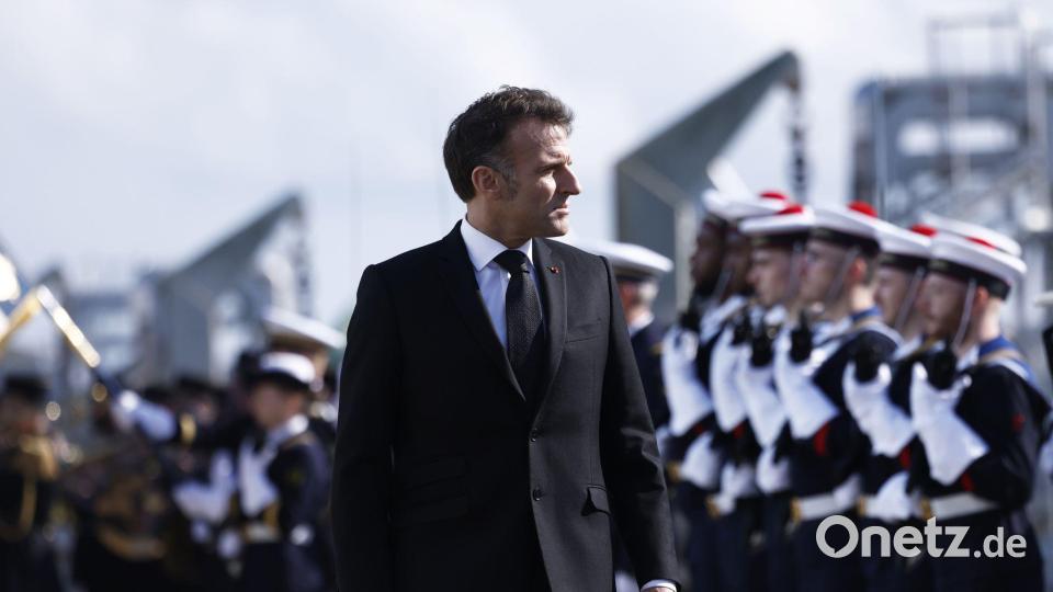 Für Macron steht fest: Die Abschreckung muss glaubhaft bleiben. Bild: Yoan Valat/Pool EPA/AP/dpa