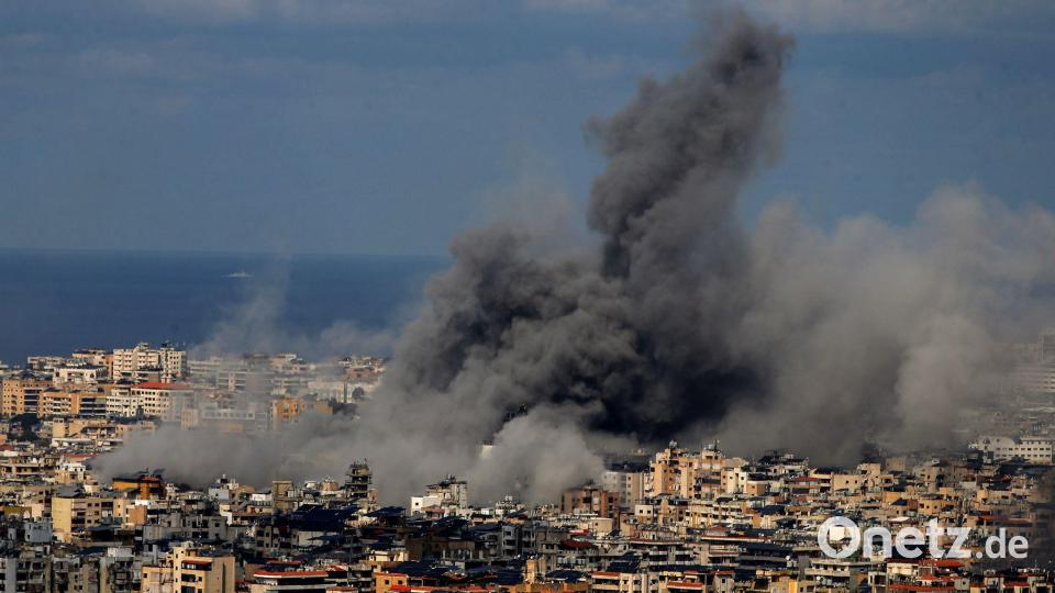 Auch die Angriffe zwischen Israel und dem Libanon reißen nicht ab - hier eine Explosion im Süden Beiruts. Bild: Marwan Naamani/dpa