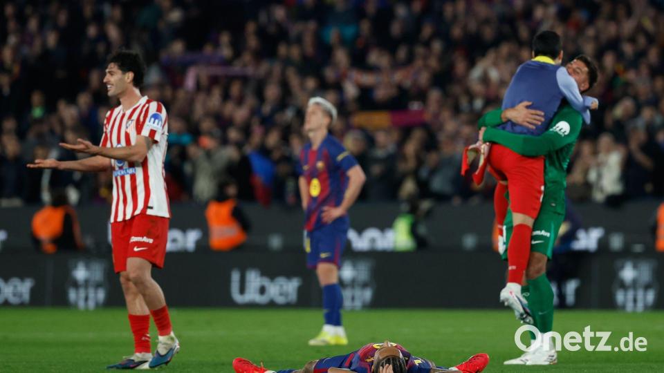 Der FC Barcelona schied trotz des 3:0-Sieges gegen Atlético Madrid im spanischen Pokal aus. Bild: Joan Monfort/AP/dpa
